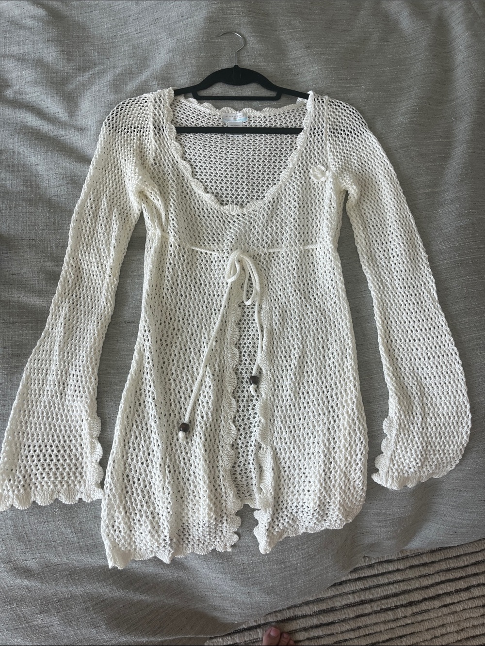 Altar'd State Cream Crochet Openwork Cardigan